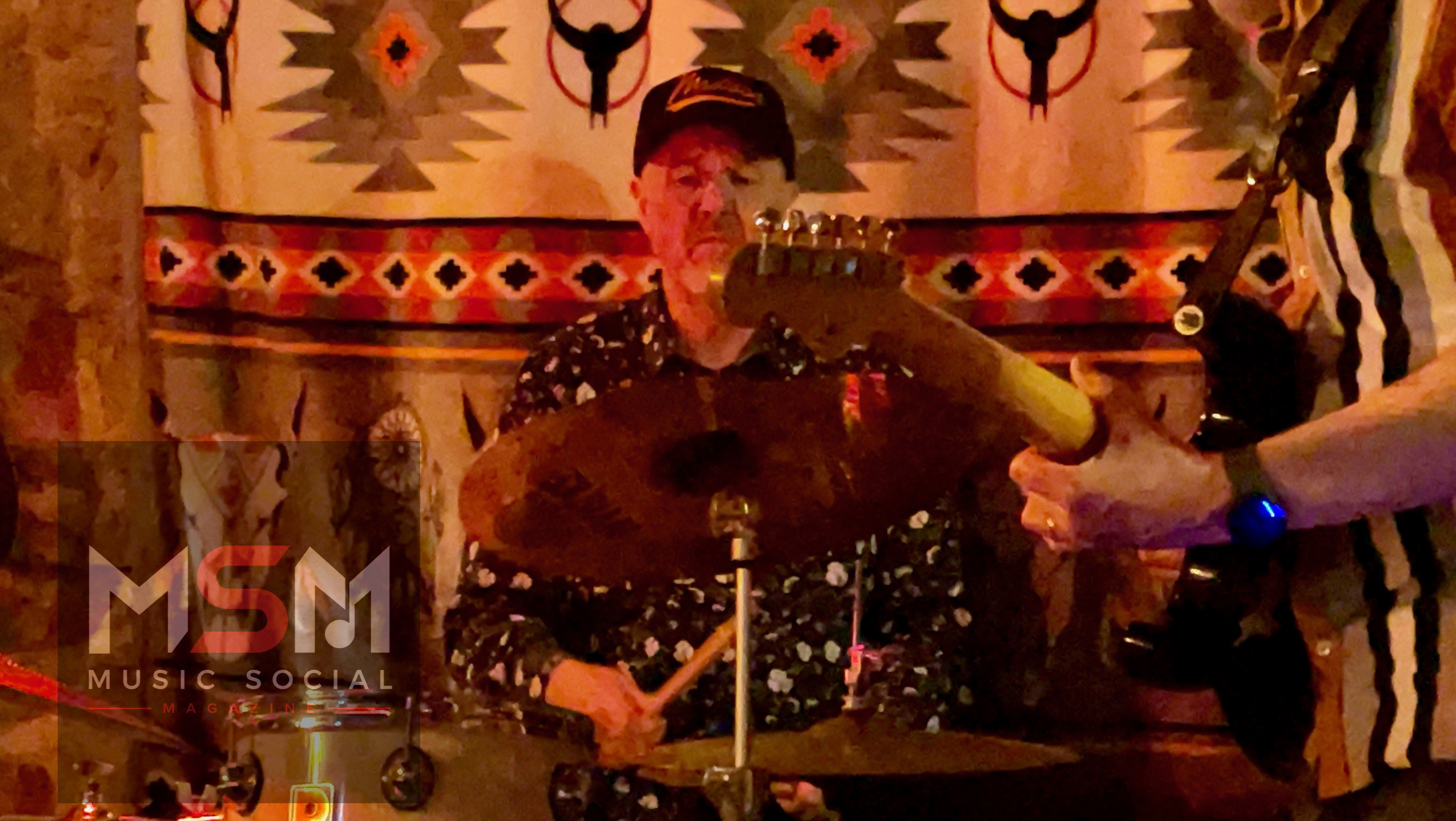 Drummer Mike in full flow during The Blues Social at The Platform Tavern, Southampton, captured behind the cymbals as the band locked into a swinging blues groove.