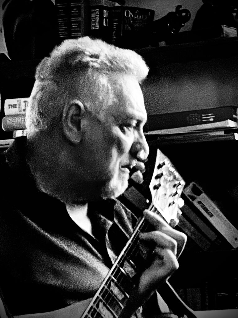 Melvyn Lockyer, bassist with Chicago 9, performing live at The Wheatsheaf Inn, Shedfield, Hampshire.